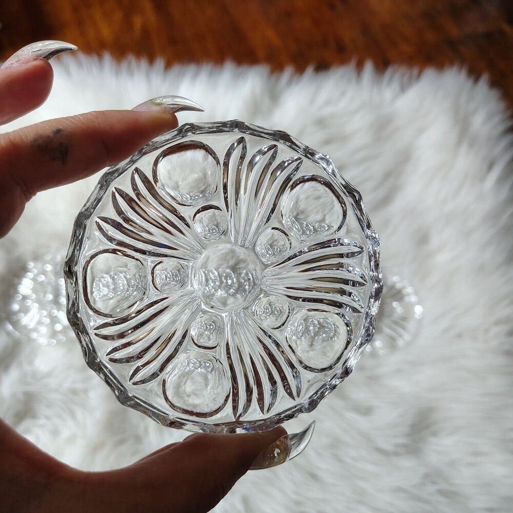 Set Of 8 VTG Clear Cut Glass Bubble Coasters - Picture 2 of 5